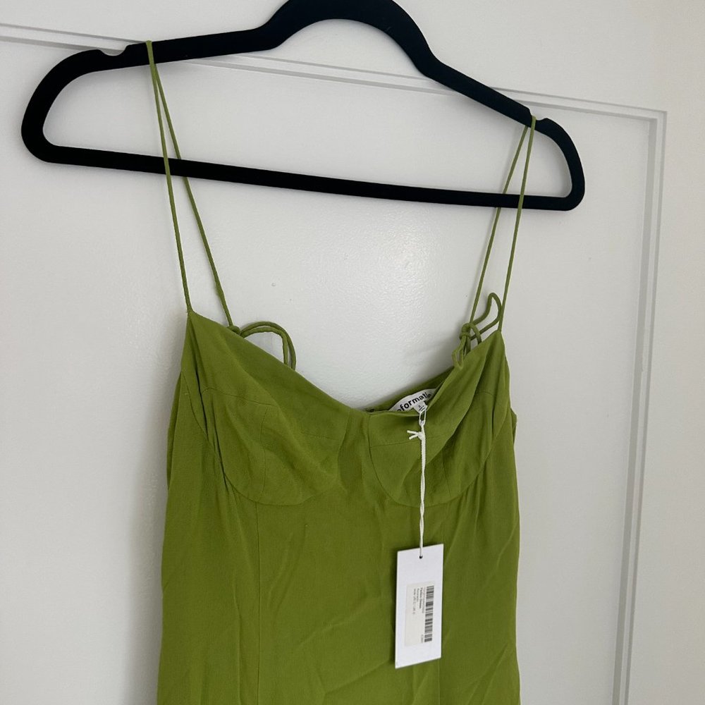 ❌SOLD❌NWT Reformation Fallon Mermaid Tiered Maxi Dress Sz 2 Avocado Ruffle Tie - Picture 5 of 10